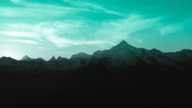 mountain, peak, sky, clouds, landscape, 4k