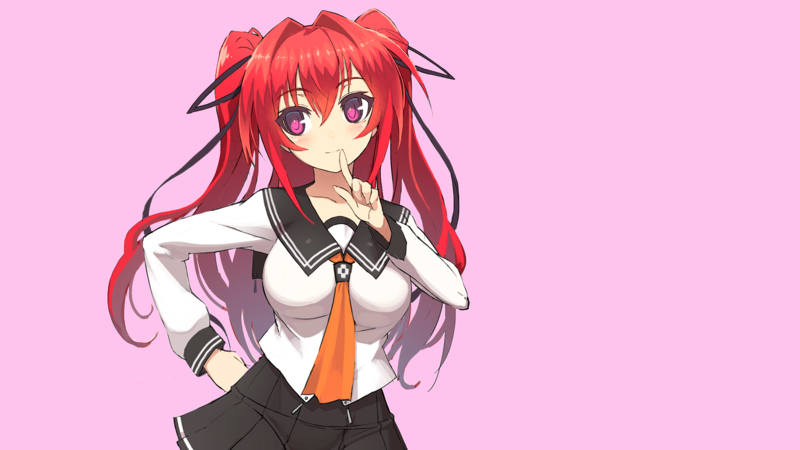 anime, anime girls, Naruse Mio, school uniform, Shinmai Maou no Testament, redhead, simple background