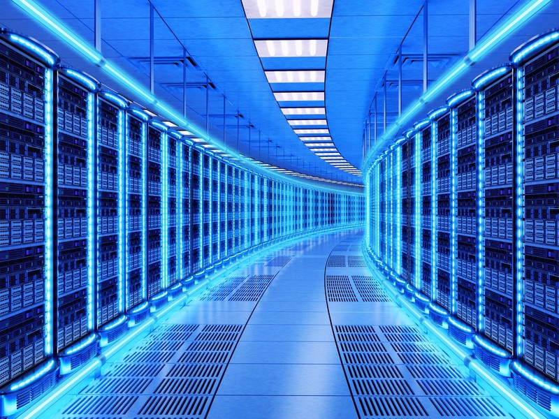 digital, blue, hallway, technology, server, neon, glowing, network, datacenter