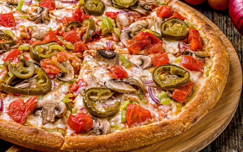food, pizza, tomatoes, cheese