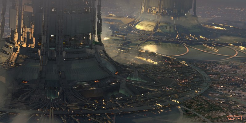 Chris Goff, futuristic city, artwork