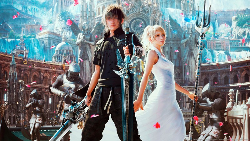 Final Fantasy, flowers, digital art, Luna (Final Fantasy XV), Noctis