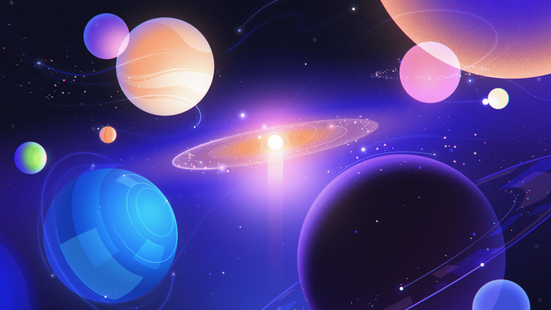 space, planet, stars