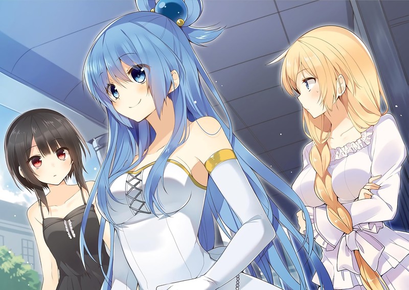 anime, anime girls, Kono Subarashii Sekai ni Shukufuku wo!, Darkness (KonoSuba), Aqua (KonoSuba), Megumin