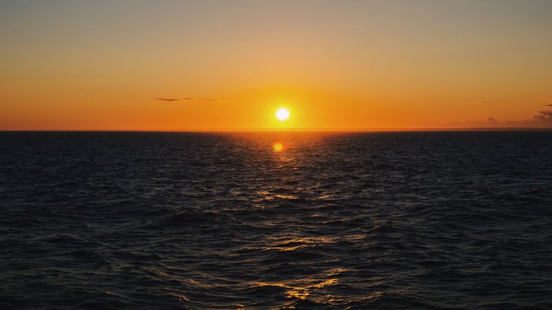 sea, sunset, horizon, water, ripples, sun, 4k