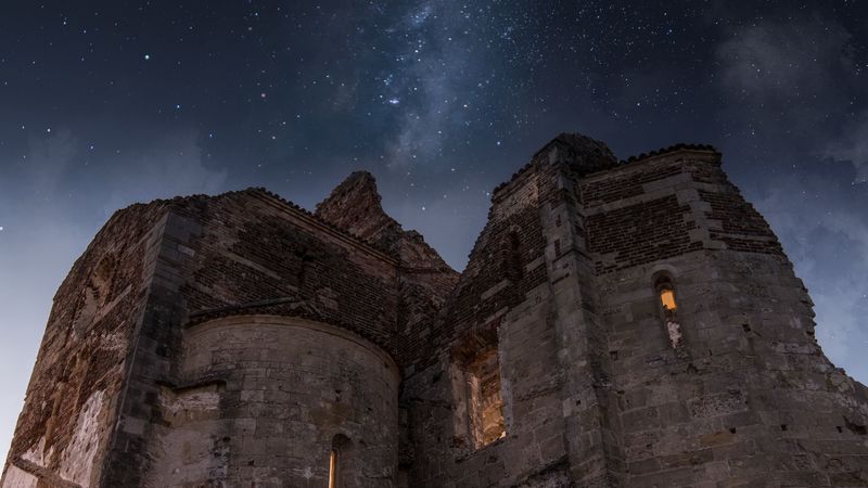 ruins, architecture, starry sky, veneto, italy, 4k