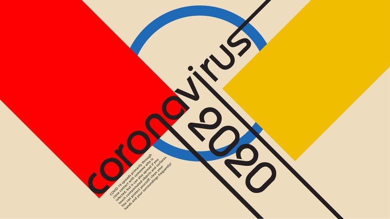 2020 (Year), digital, digital art, colorful, corona virus, yellow, red, beige background, beige, text
