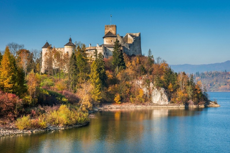 castle, river, fall, Poland, landscape, Niedzica, Polish