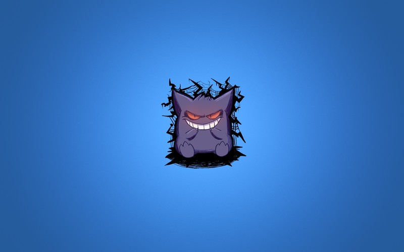Gengar, Pokémon, Pokemon Evil, ishmam, Haunter, minimalism, blue background, simple background