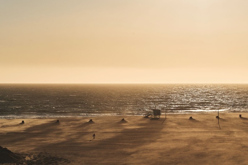 Los Angeles, Santa Monica, beach, sea, sky, sunlight, water, sand