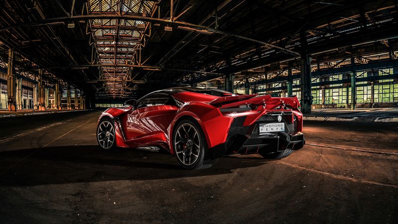 auto, sports car, red, aggressive, dark, 4k