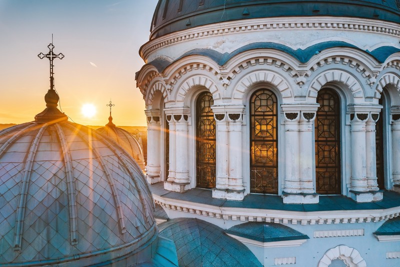 Kaunas, sunlight, building, cathedral, Christianity, cross, sun rays