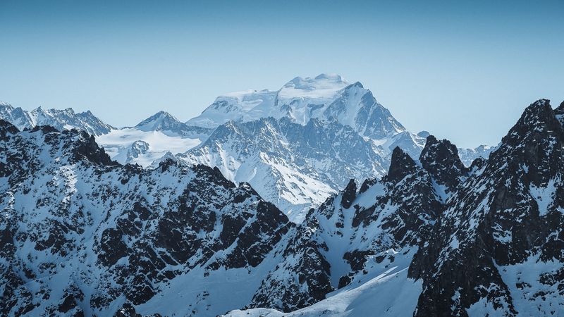 mountains, peak, alps, snowy, mountain range, 4k