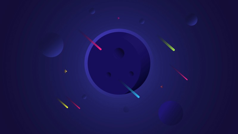 artwork, digital art, simple background, space, planet, blue background, shooting stars, minimalism