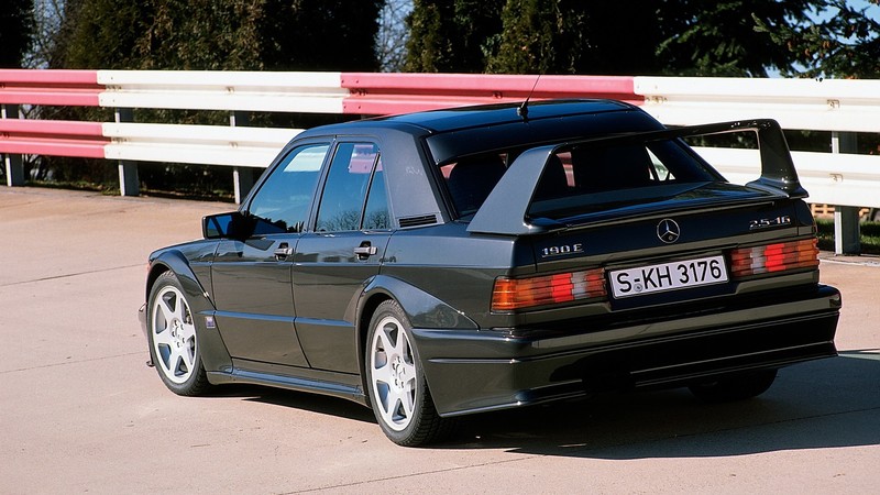 Mercedes 190E 2.5-16, black cars, German cars, car, vehicle, numbers