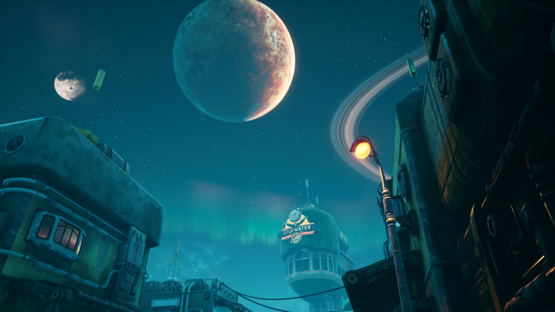 The Outer Worlds, video game art, PC gaming, screen shot, low-angle