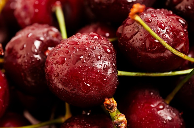 food, fruit, cherries, water drops, wet