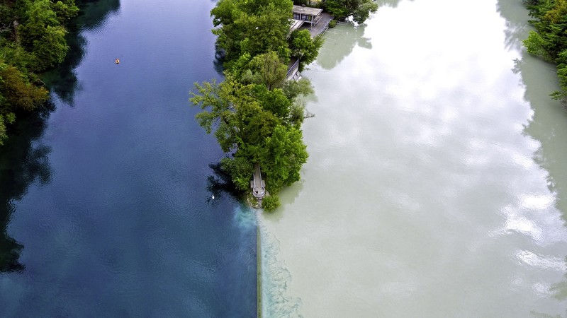 nature, landscape, top view, trees, river, water, Geneva, Switzerland