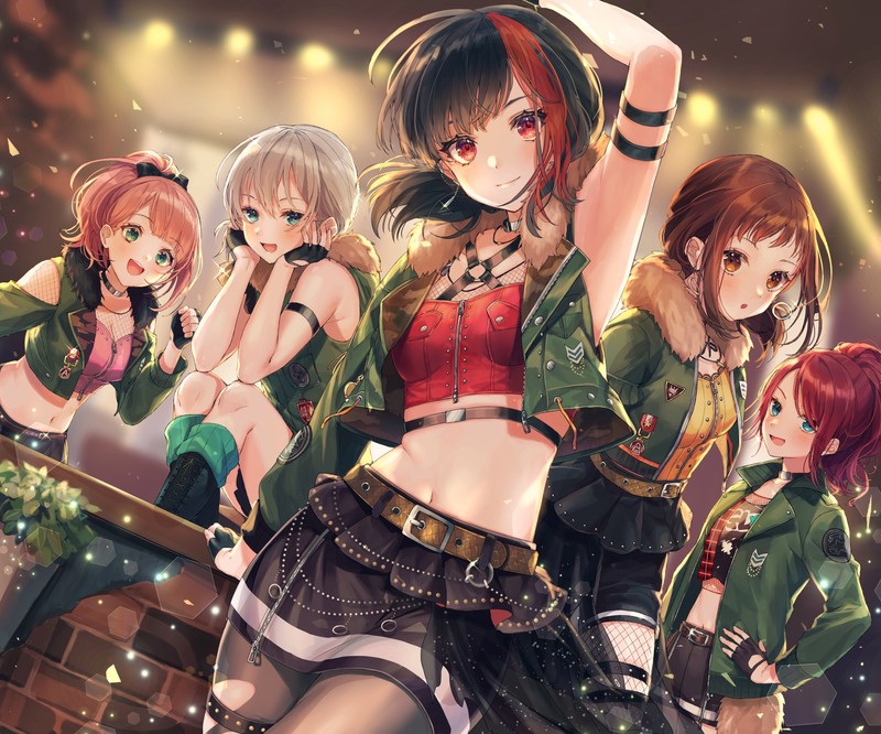 BanG Dream!, group of women, anime, Ran Mitake (BanG Dream!)