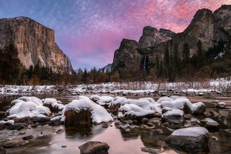 Yosemite National Park, nature, USA, winter, cold, snow, landscape