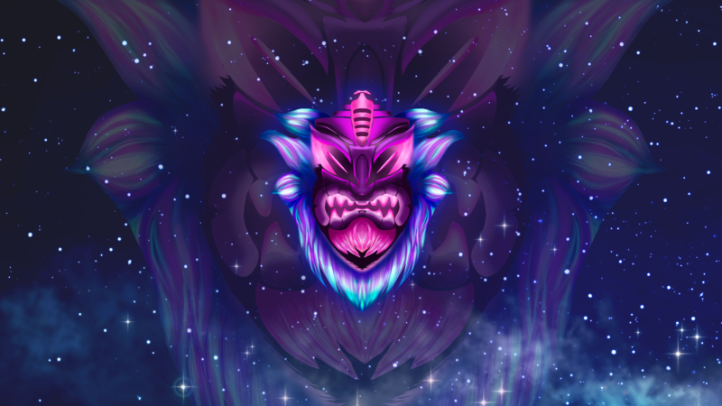 Tiki, space, stars, glowing