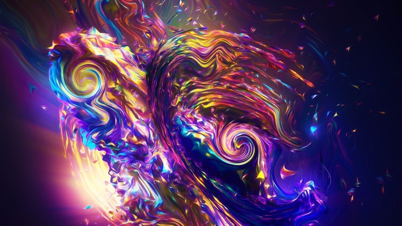 abstract, colorful, waveforms, glowing