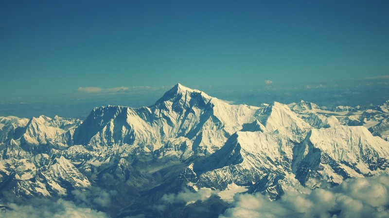 mountains, Mount Everest, sky, clouds, blue