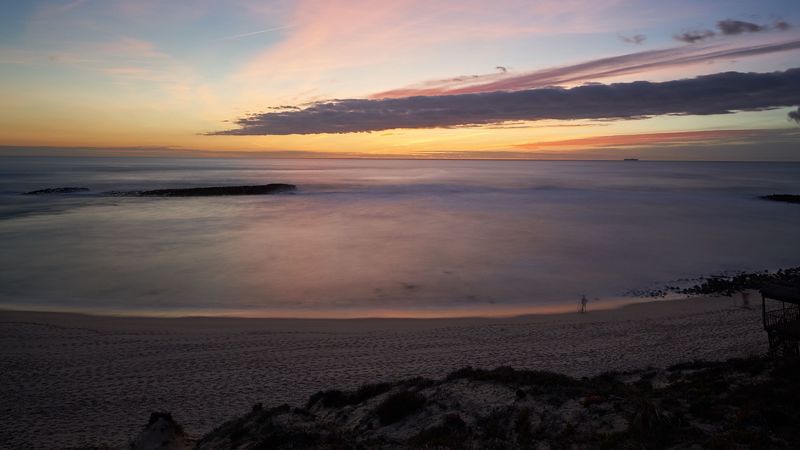 sea, horizon, sunset, clouds, sky, twilight, 4k