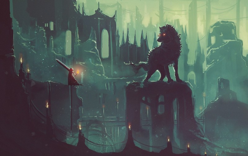 fantasy art, artwork, Berserk, Guts, Direwolf