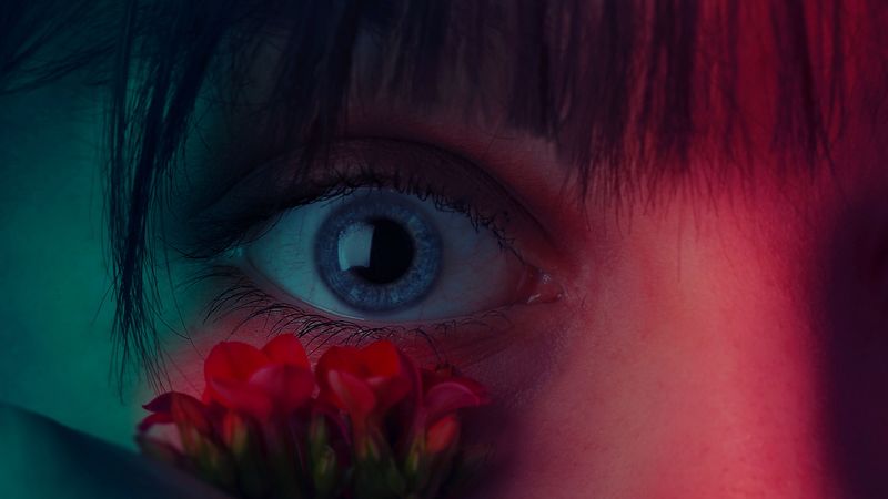 eye, flower, girl, closeup, face, 4k