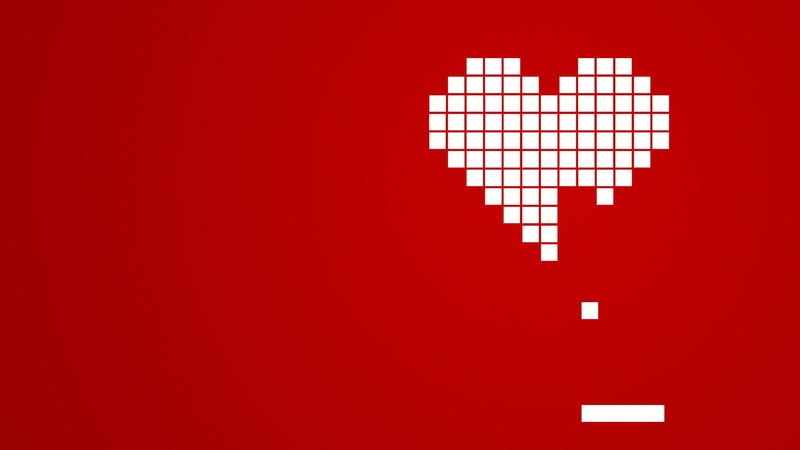 heart, pixels, retro games, red background, square