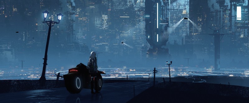 cyberpunk, anime girls, dark