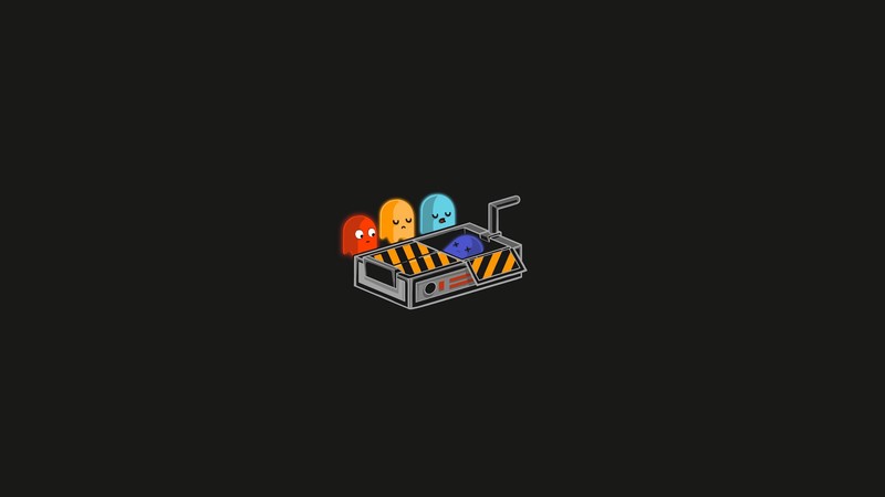artwork, minimalism, simple background, dead, Pac-Man, ghosts, video games, retro games