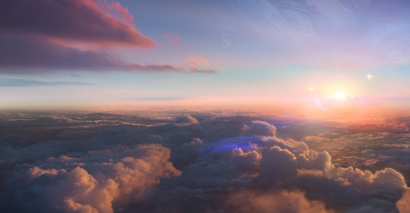 clouds, Sun, nature, horizon, sky, landscape