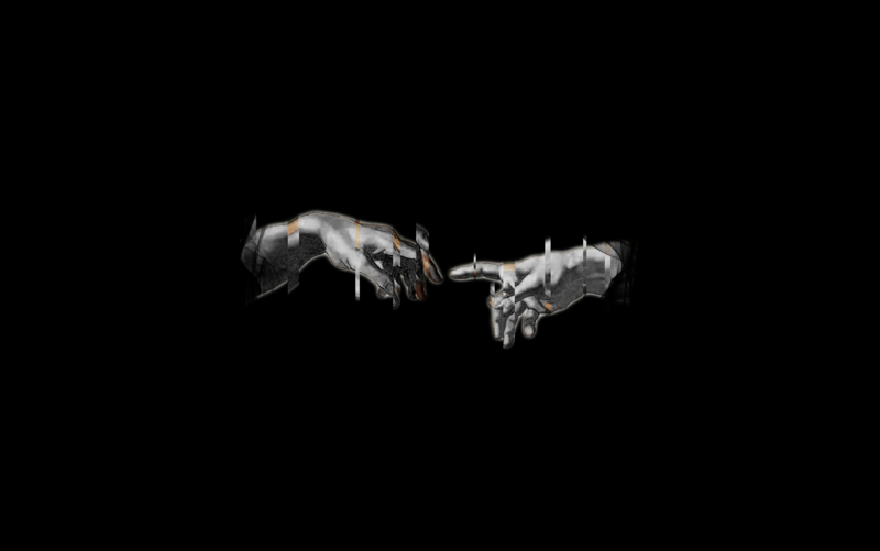 black, white, simple, minimalism, black background, distortion, hands
