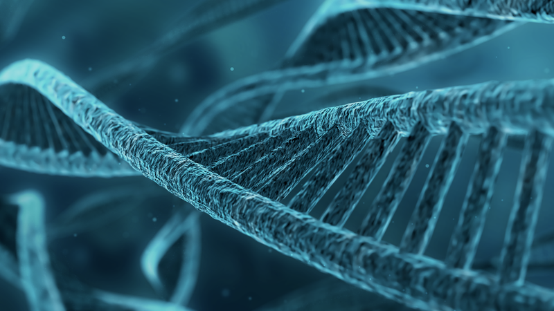 DNA, blue, 3D, depth of field, cyan