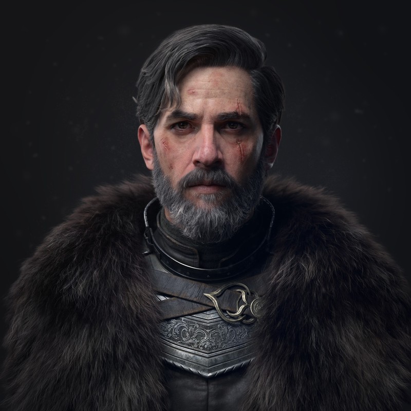 CGI, men, beards, fur coats, fur, scars, bruise, warrior