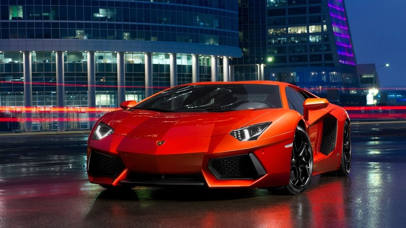 car, Lamborghini, Lamborghini Aventador, supercars, red cars, city