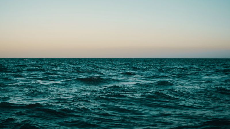 sea, horizon, waves, ripples, water, green, 4k