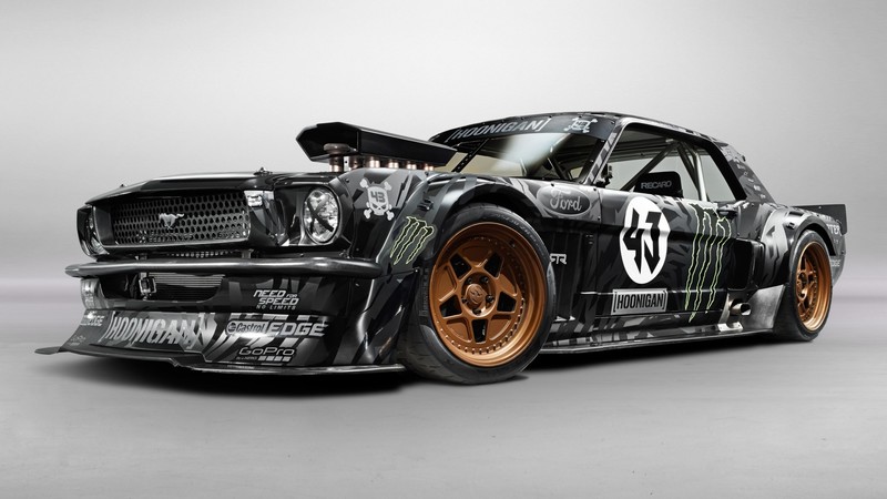 Ken Block, car, Ford, black cars, Ford Mustang, hoonigan