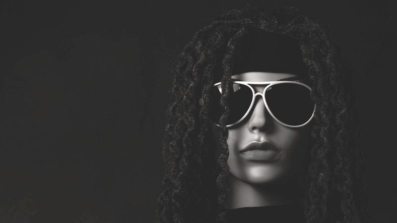 dummy, dreadlocks, glasses, bw, portrait, 4k