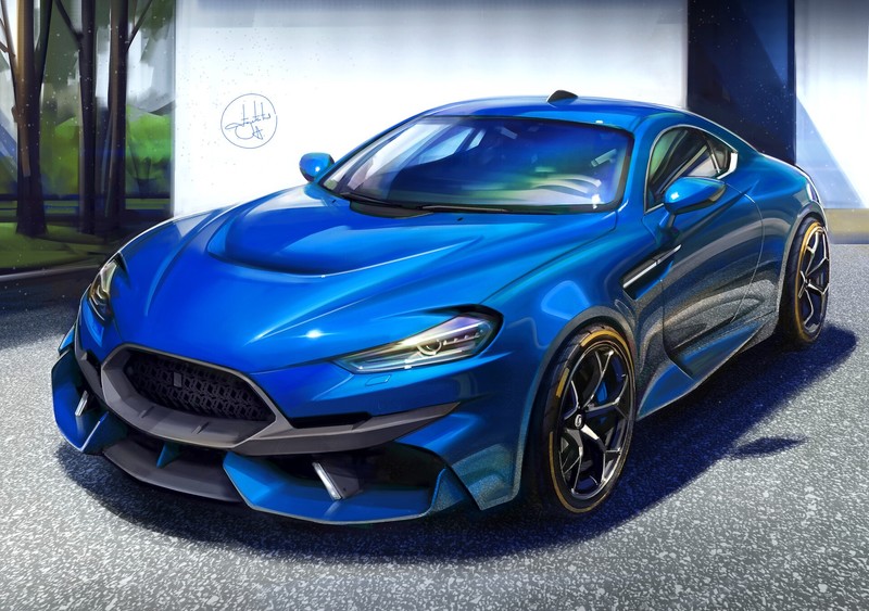 Aleksandr Sidelnikov, drawing, car, blue, shining, simple, outdoors, blue cars, vehicle