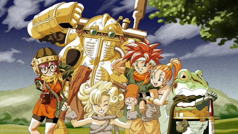 video game art, artwork, video game characters, Chrono Trigger, RPG, squaresoft, Chrono, Marle, Lucca, frog, Glenn, Prometheus, Ayla, JRPGs