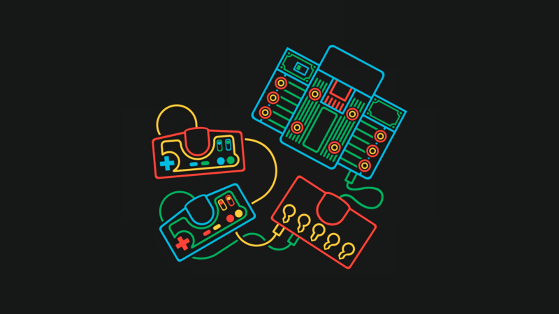retro games, minimalism, black background