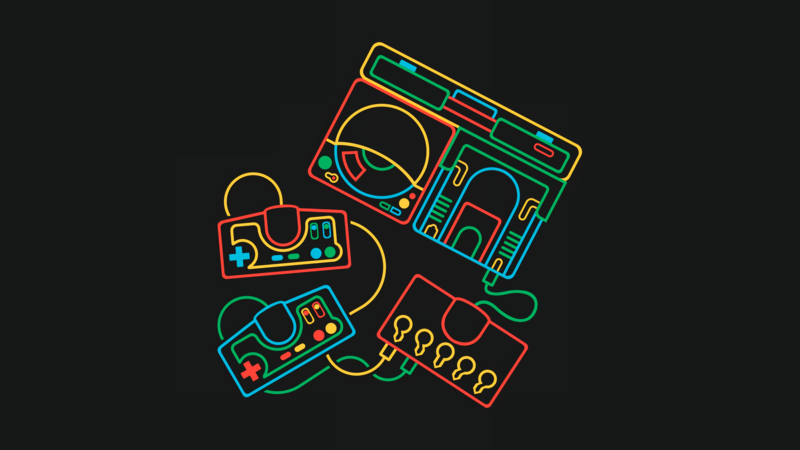 retro games, minimalism, black background