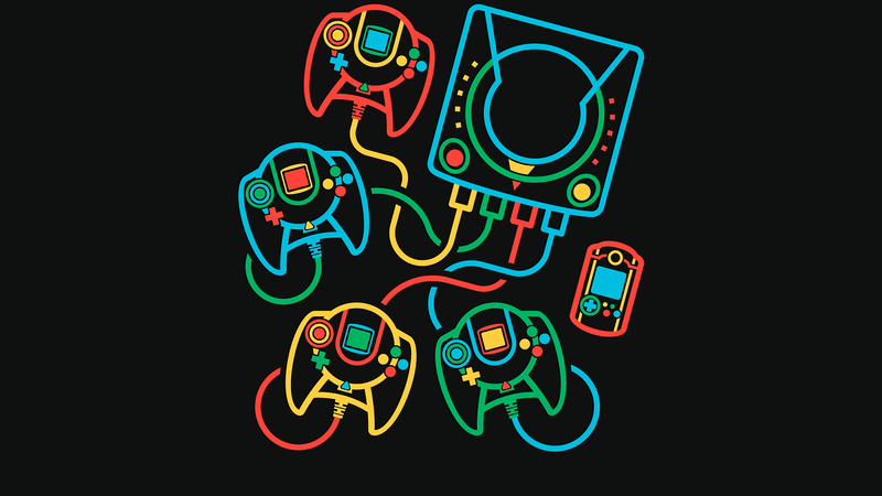 Sega, retro games, minimalism, black background