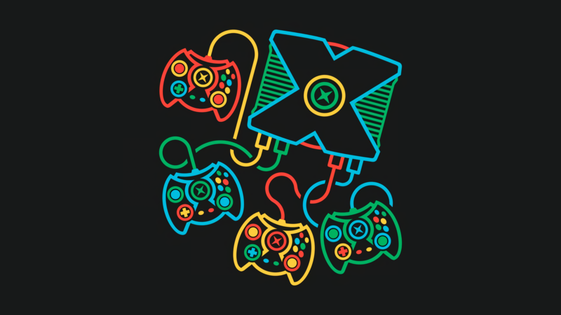 Xbox, retro games, minimalism, black background