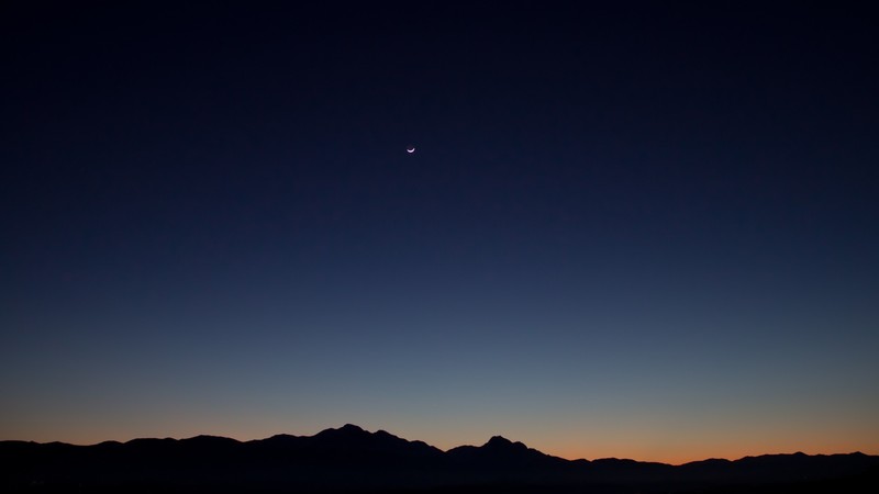 mountains, sky, Moon