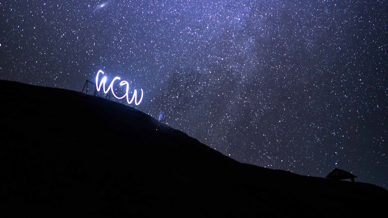 starry sky, stars, slope, glow, 4k