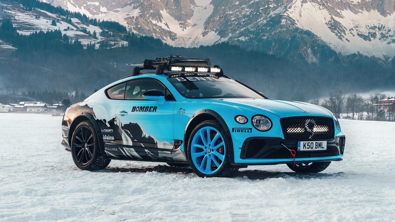 Bentley Continental GT, car, vehicle, blue cars, snow, 2020 Bentley Continental GT